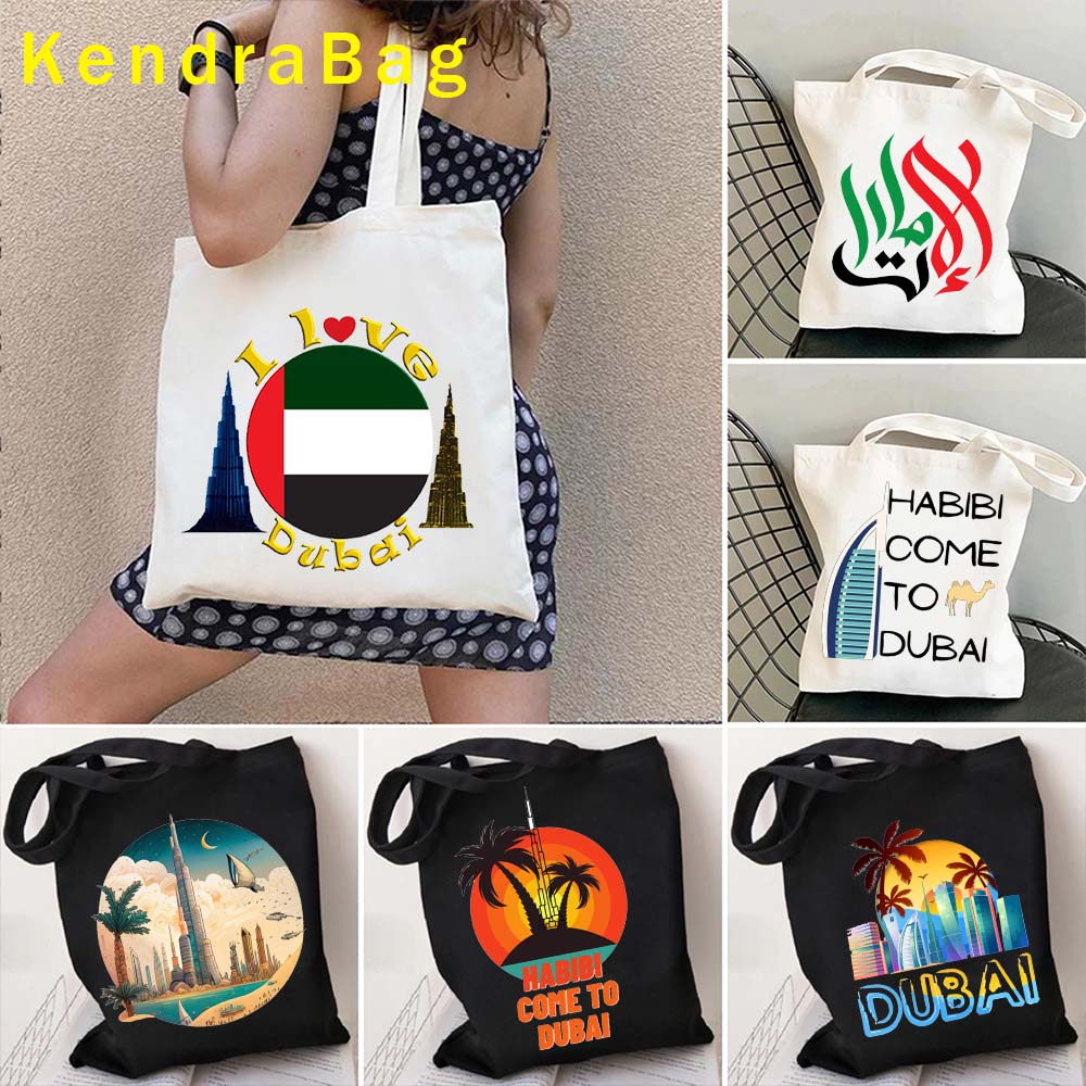 Women Bags In Dubai - Borsa Tote con Stampa Emblema Emirati