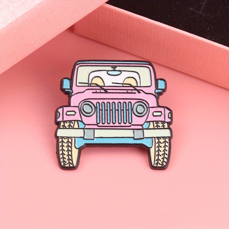 Women'S Jeep Bags - Adorabile spilla smaltata rosa Jeep Cartoon