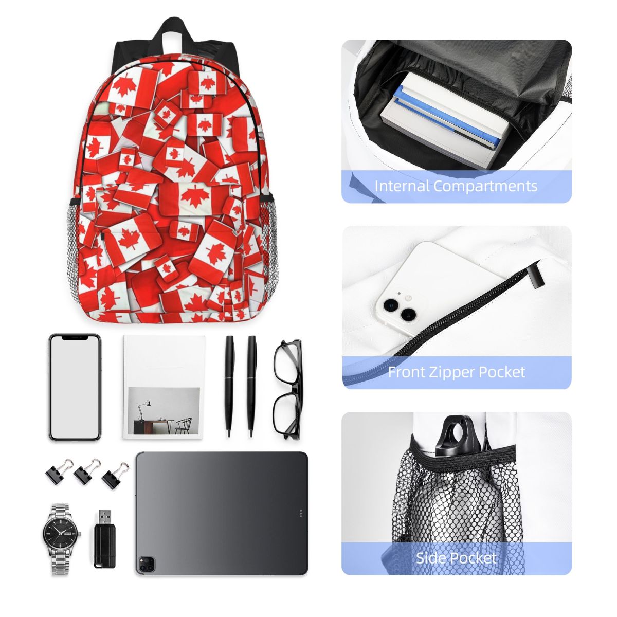 Women Bags Canada Sale - Zaino con motivo bandiera del Canada,