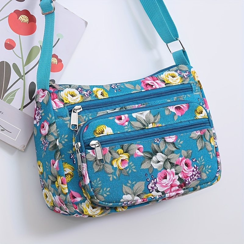 Women Bags Zip - Elegante Borsa a Tracolla Floreale, Borsa