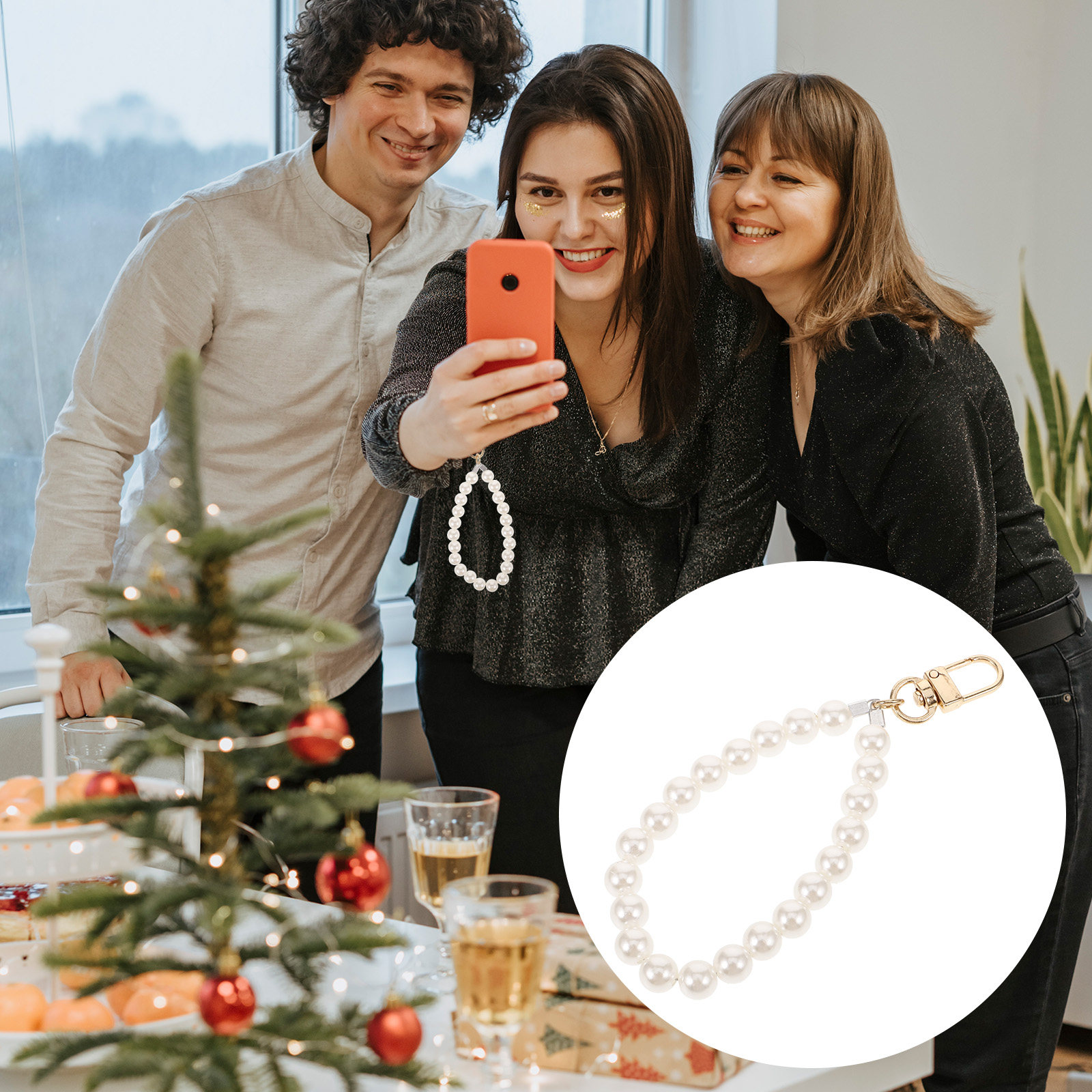 Women Bags Accessories - Ciondolo per Telefono con Perle, Portachiavi