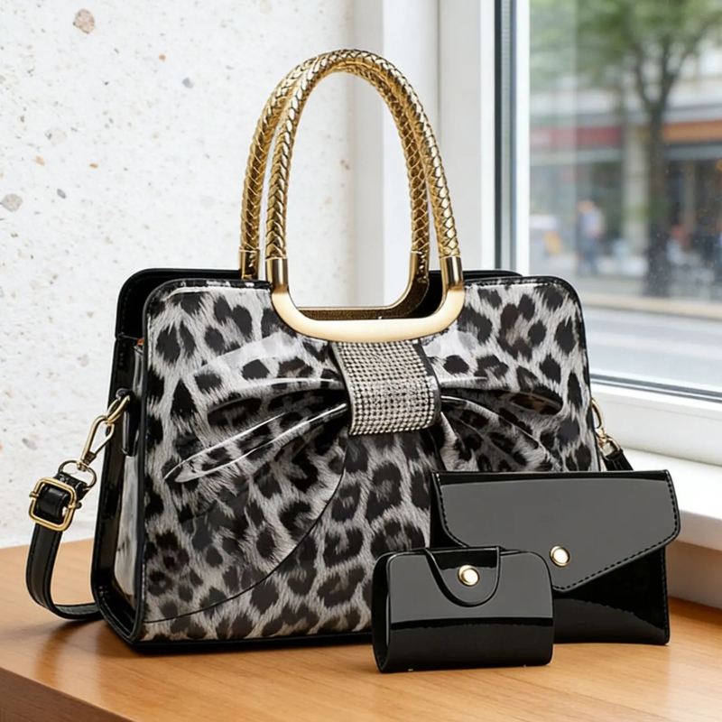 Women Bags Crossbody - Borsa da Donna con Motivo Leopardato